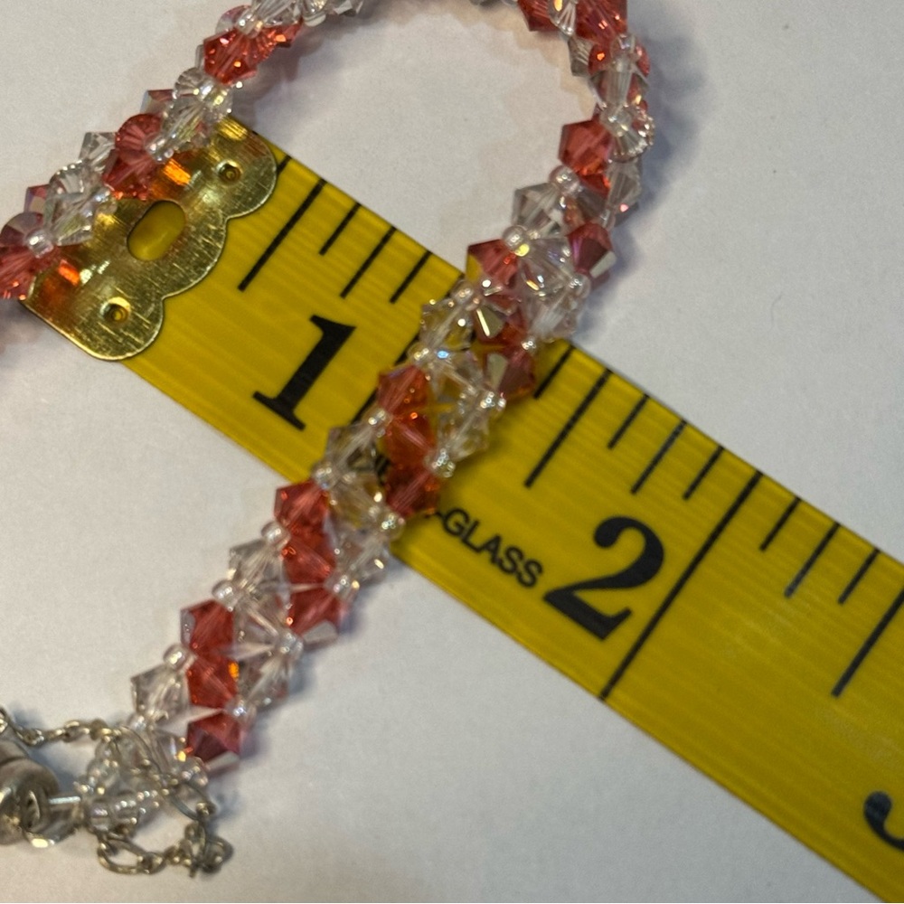 NWT Handmade Braided Bracelet With Swarovski Crystals Magnetic Clasp (Rose AB) - Picture 9 of 10